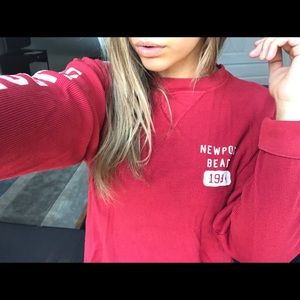 Red Cropped Newport Beach Long-Sleeve